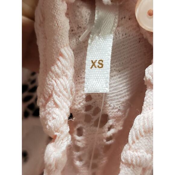 Free People Olivia Romantic Pink Lace Round Neck Flare Sleeve Blouse Size XS - Picture 11 of 15